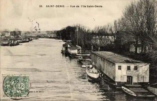 Ak Ile Saint Denis Seine Saint Denis, Ufer, Bootsanleger