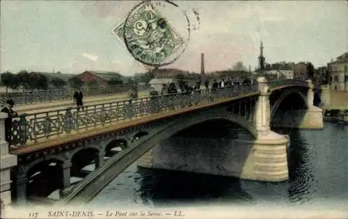 Ak Saint Denis Seine-Saint-Denis, Pont sur le Seine