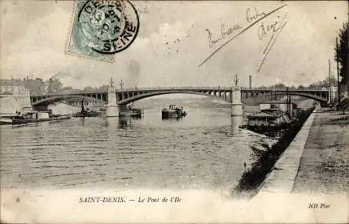 Ak Saint Denis Seine-Saint-Denis, Le Pont de l'Ile