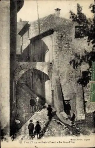 Ak Saint Paul du Var Alpes Maritimes, La Grand Rue