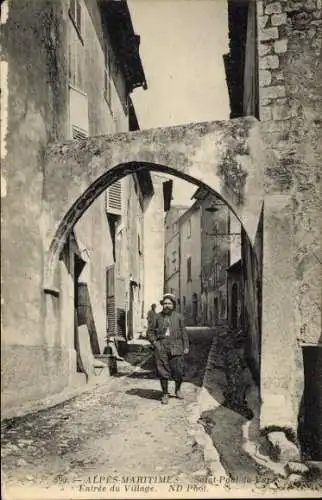 Ak Saint Paul du Var Alpes Maritimes, Entree du Village