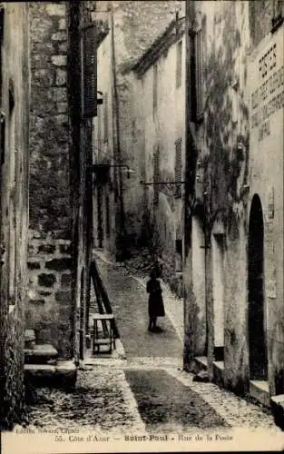 Ak Saint Paul du Var Alpes Maritimes, Rue de la Poste