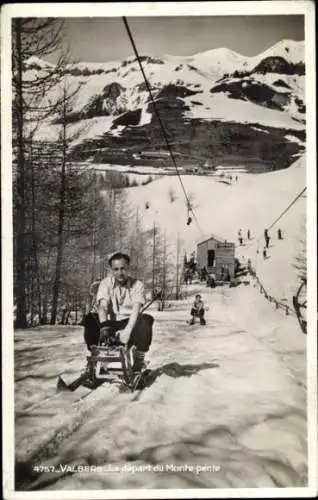 Ak Valberg Péone Alpes Maritimes, Skifahrer, schneebedeckte Landschaft, Seilbahn, Monte pente, Be