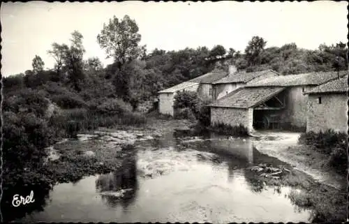 Ak Romagne Vienne, Schöne Landschaft, Fluss, Häuser, Bäume, schwarz-weiß