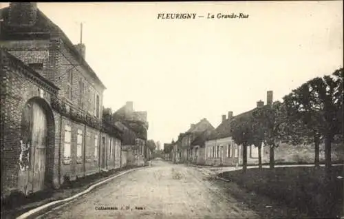 Ak Fleurigny Yonne, Straße La Grande-Rue
