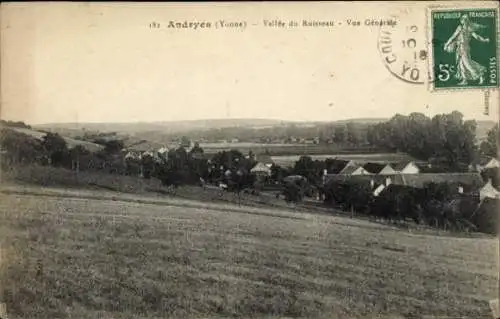 Ak Andryes Yonne, Dorfansicht, Landschaft, Wälder, Poststempel, Briefmarke