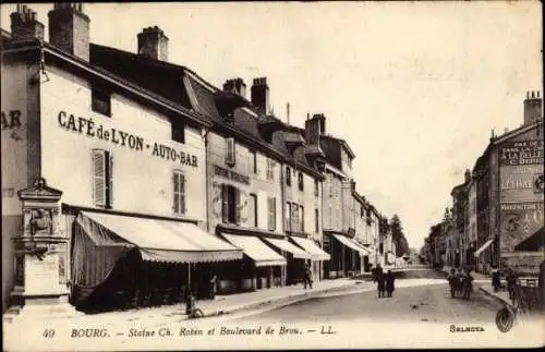 Ak Bourg en Bresse Ain, Café de Lyon, Auto-Bar, Boulevard de Brou,  Strasse, Architektur