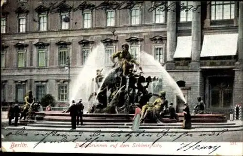 Ak Berlin Mitte, Begas-Brunnen auf dem Schlossplatz