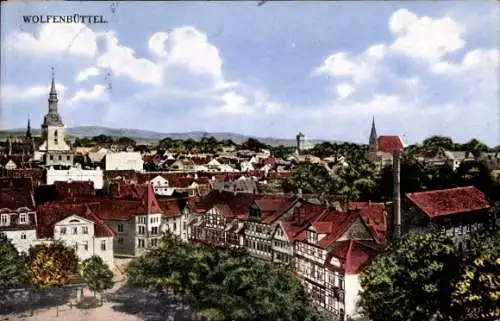 Ak Wolfenbüttel in Niedersachsen, Panoramaansicht von  Kirchturm,  Gebäude