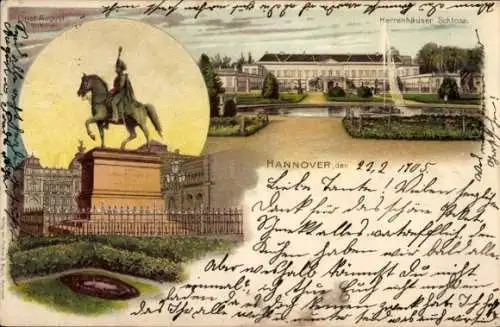 Ak Herrenhausen Hannover in Niedersachsen, Reiterstatue, Herrenhäuser Schloss
