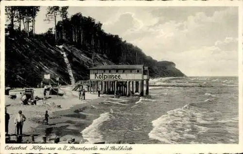 Ak Ostseebad Kölpinsee auf Usedom, Strand mit Steilküste