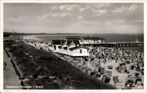 Ak Ostseebad Zinnowitz auf Usedom, Strand, Strandkörbe