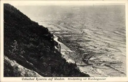 Ak Ostseebad Koserow auf Usedom, Streckelsberg, Brandungsmauer