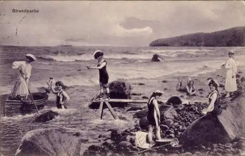 Ak Ostseebad Sellin auf Rügen, Badegäste am Strand