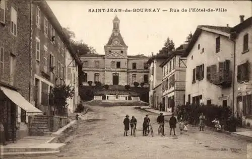 Ak Saint-Jean-de-Bournay Isère, Rue de l'Hôtel-de-Ville