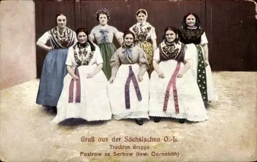 Ak Sächsische Oberlausitz, Frauen in wendischer Tracht
