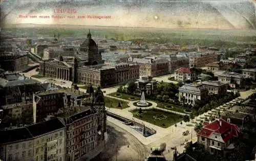 Ak Leipzig in Sachsen, Blick vom neuen Rathaus, Teilansicht der Stadt, Reichsgericht
