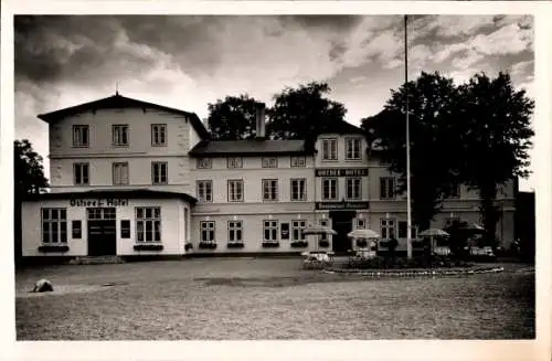 Ak Ostseebad Dahme in Holstein, Ostsee Hotel, Restaurant, große Gebäude, Umbau, Außenbereich