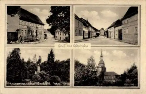 Ak Obertrebra in Thüringen, Gasthof, Kirche, Kriegerdenkmal
