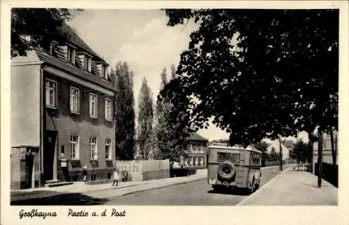 Ak Großkayna Braunsbedra Sachsen Anhalt, an der Post, Bus