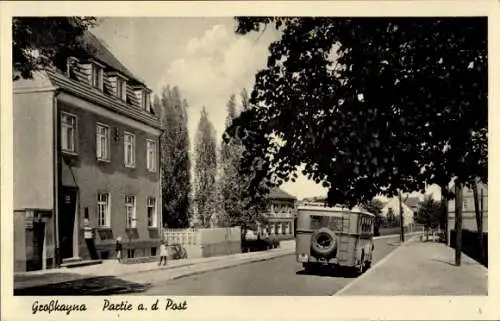 Ak Großkayna Braunsbedra Sachsen Anhalt, an der Post, Bus
