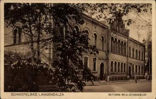 Ak Bad Langensalza in Thüringen, Schwefelbad, Reform-Realgymnasium,  Architektur