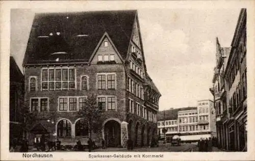 Ak Nordhausen am Harz,  Sparkassen-Gebäude, Kornmarkt,  Architektur