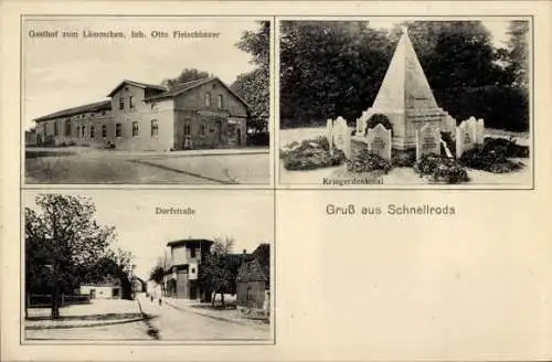 Ak Schnellroda Steigra im Saalekreis, Gasthof, Dorfstraße, Kriegerdenkmal