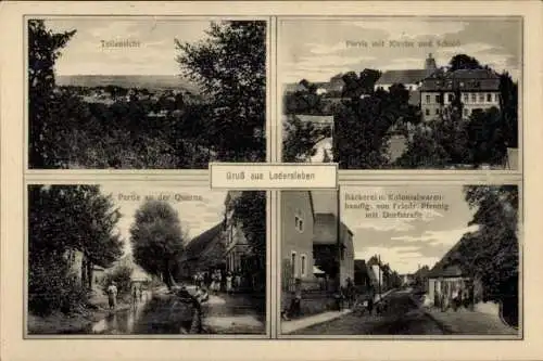 Ak Lodersleben Querfurt im Saalekreis, Tellansicht, Partie mit Kirche und Schloss, Partie an der 