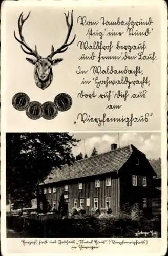 Ak Tambach Dietharz in Thüringen, Vierpfennighaus, Gasthaus Neues Haus
