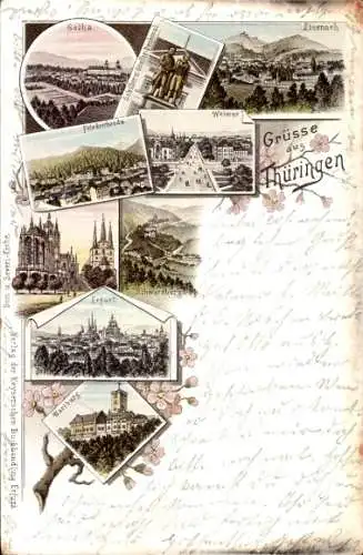 Litho Gotha in Thüringen, Eisenach, Weimar, Friedrichroda, Erfurt, Schwarzburg, Wartburg