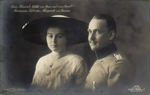 Ak Prinz Heinrich XXXIII von Reuss mit Prinzessin Victoria Margarete von Preußen, Liersch 4130