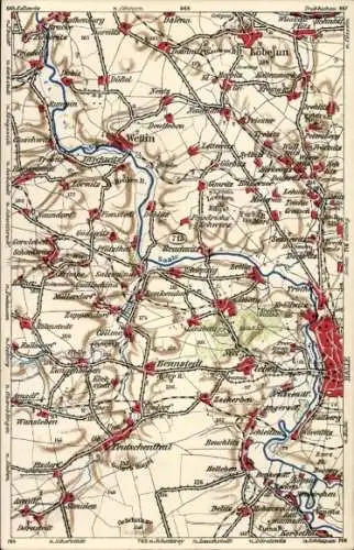 Landkarten Ak Bennstedt, Teutschenthal, Wethin, Köbejun