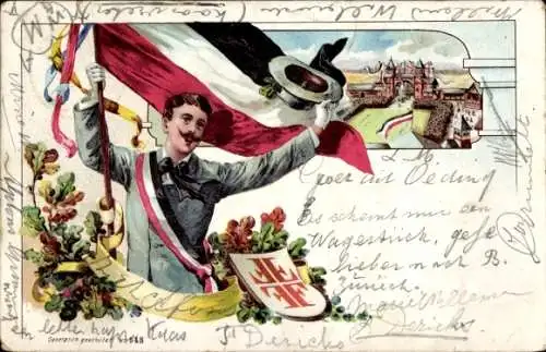 Litho Turner mit Fahne, Jahnkreuz