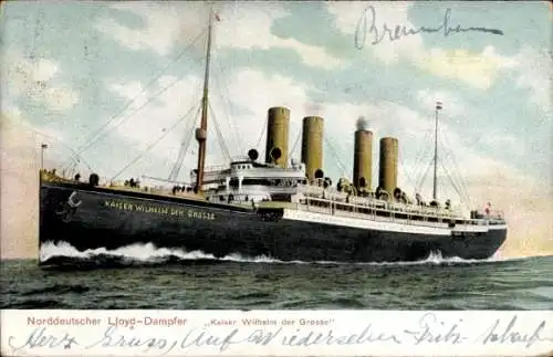 Ak Dampfer Kaiser Wilhelm der Große, Norddeutscher Lloyd Bremen, Schnelldampfer
