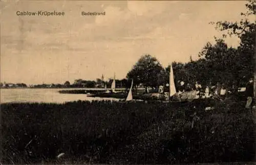 Ak Cablow Kablow Königs Wusterhausen in Brandenburg, Krüpelsee, Badestrand