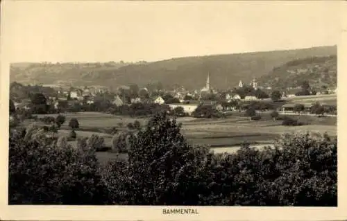 Ak Bammental in Baden, Aussicht auf Landschaft, Bäume im Vordergrund, Kirchen, Häuser