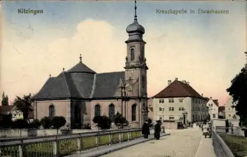 Ak Kitzingen am Main Unterfranken, Kreuzkapelle, Brücke, Stadtansicht,  Architektur