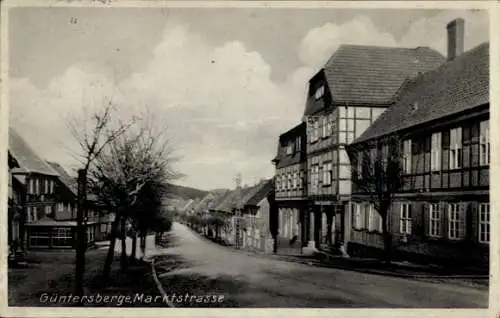 Ak Güntersberge Harzgerode am Harz, Marktstraße,  Gebäude, ländliche Umgebung