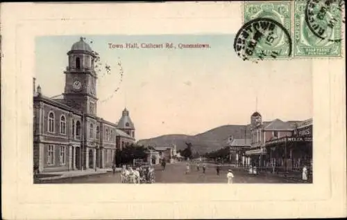Ak Queenstown Südafrika, Town Hall, Cathcart Road