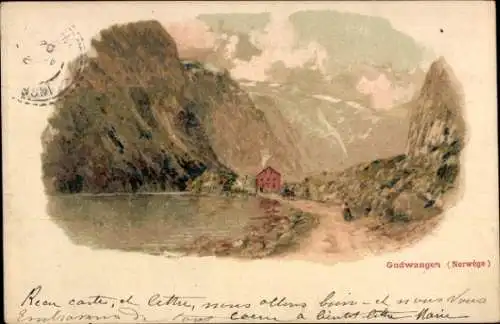 Litho Gudvangen Norwegen, Landschaftsmotiv, Hütte