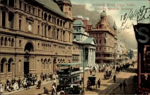 Ak Cape Town Kapstadt Südafrika, Adderley Street,  Straßenansicht,  Farben, Personen, Kutsche