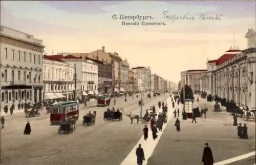 Ak Sankt Petersburg Russland, Perspektive Newski, Nevskij Prospekt, Stadtansicht,  