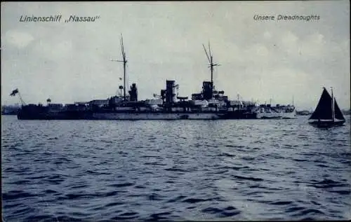 Ak Deutsches Kriegsschiff, Linienschiff Nassau, Dreadnought