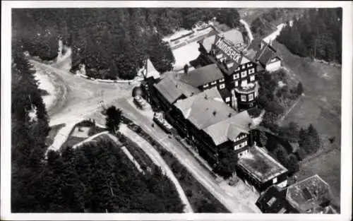Ak Bühlertal im Schwarzwald, Kurhaus Hundseck, Luftaufnahme eines Hotels, umgeben von Wäldern und