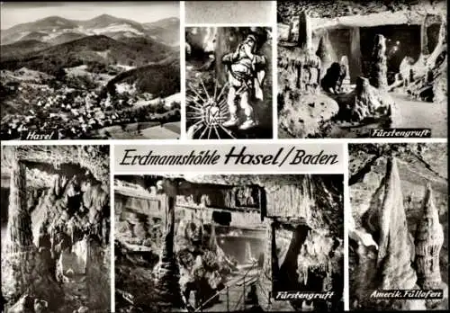 Ak Hasel in Baden, Erdmannshöhle, Fürstengruft, Amerikanischer Fullofen, Landschaft
