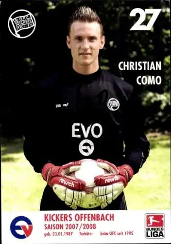 Autogrammkarte Fußballer Christian Como, Kickers Offenbach, Autogramm