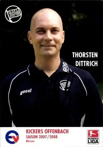 Autogrammkarte Masseur Thorsten Dittrich, Kickers Offenbach, Autogramm