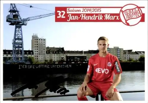 Autogrammkarte Fußballer Jan Hendrik Marx, Kickers Offenbach, Autogramm