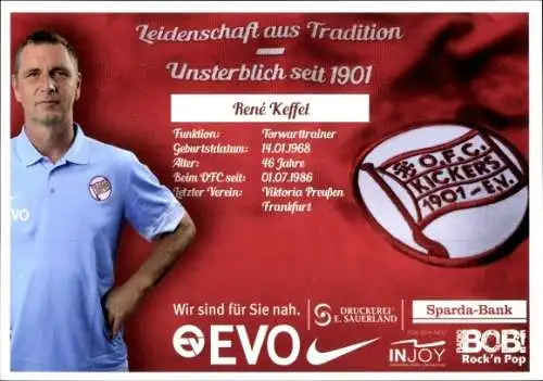 Autogrammkarte Torwarttrainer René Keffel, Kickers Offenbach, Autogramm